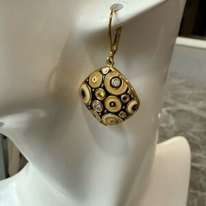 💙 2 for $12 Gold Tonal Disc Drop Lever back Earrings